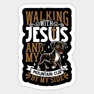 Jesus and dog - Mountain Cur Sticker